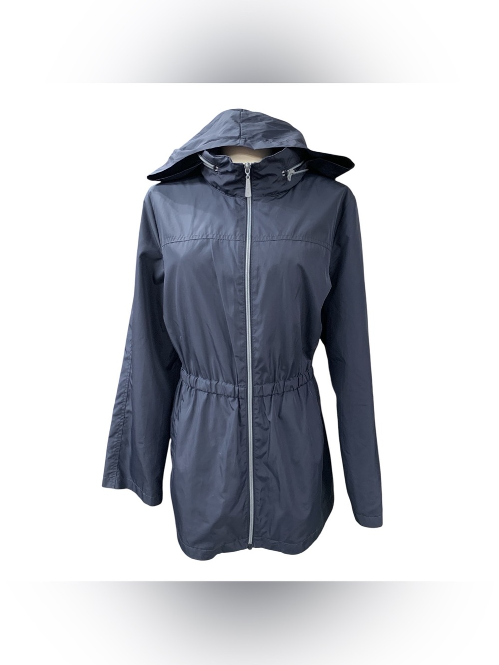 PEM Hooded Trench Coat Jacket - Slate Blue Size L